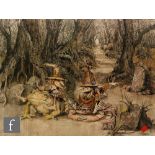 R. A. PALMER (CONTEMPORARY) - Witches in a forest, ink and wash illustration, signed and dated 83,