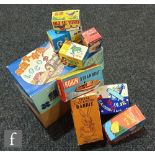 A collection of nine tinplate toys, mostly made in China, to include Blue Bird, Pecking Chicken,
