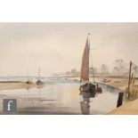 JOHN WORSDALE (1930-2008) - Tranquil river scene with sailing boats, watercolour, signed, framed,