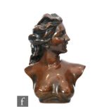 Lambeaux (20th Century) - A bronzed shouldered bust of a naked female, signed and numbered 7C,