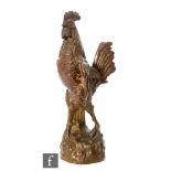 Omerth - A 19th Century French bronze study of a fighting cockerel, signed, height 16cm.