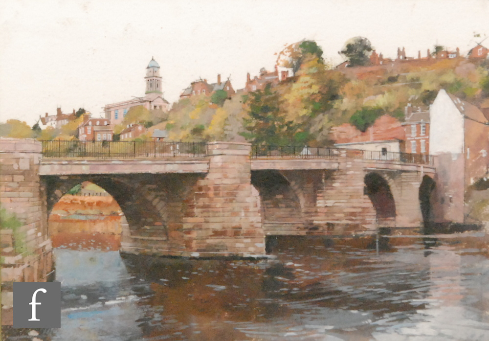 IVAN LAPPER, ARCA (CONTEMPORARY) - 'Bridgnorth from the river', gouache, bears attribution on