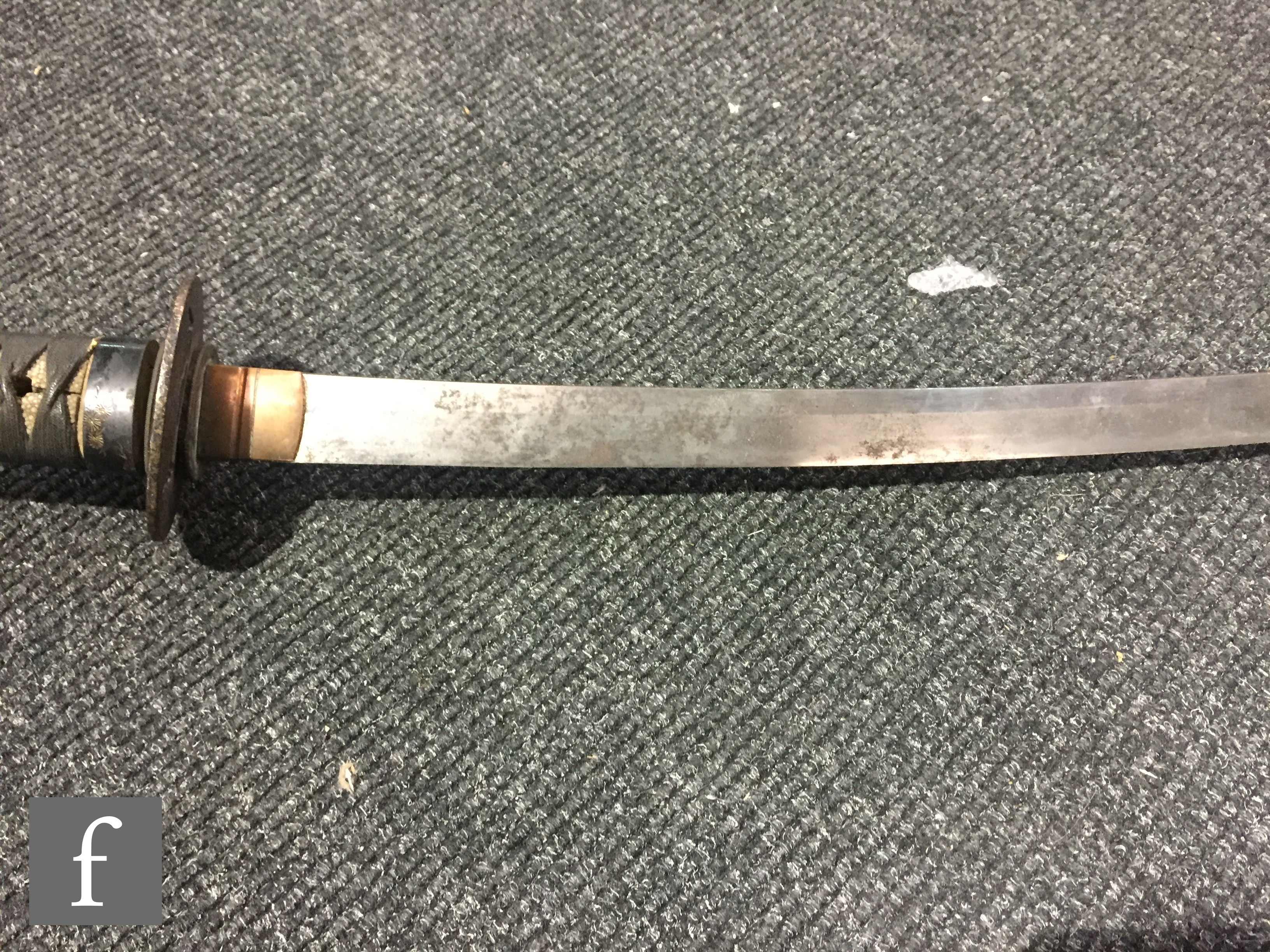 A late 19th to early 20th Century Japanese katana with ray skin handle, pierced tsuba, signed tang - Image 12 of 18