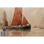 ELLIS SILAS (1885-1972) - A sailing barge on the Thames, watercolour, signed, framed 31cm x46cm.