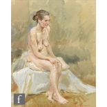 NOEL SHEPHERDSON (CONTEMPORARY) - Seated nude, gouache, signed, framed, 31cm x 25cm, also three