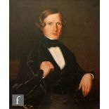 ENGLISH SCHOOL, CIRCA 1850 - Portrait of a young man wearing a black jacket and stock, half