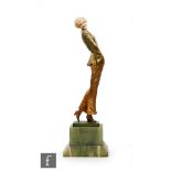 Josef Lorenzl - The Pyjama Girl, an Art Deco bronze and ivory figure of a woman in leaning pose,