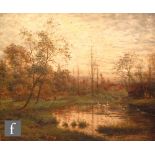 ATTRIBUTED TO HENRY HADFIELD CUBLEY (1858-1934) - A river scene with distant church, oil on