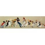 CIRCLE OF BARRY LEIGHTON-JONES - Tug-of-War, gouache illustration, framed, 31cm x 111cm, frame