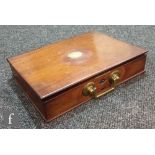 A 19th Century mahogany storage box inset with a brass plaque inscribed 'Jn Dickenson Melton