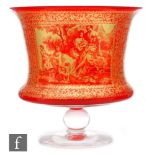 A 19th Century Salviati ruby glass bowl, of flared form decorated in gilt with a scene of