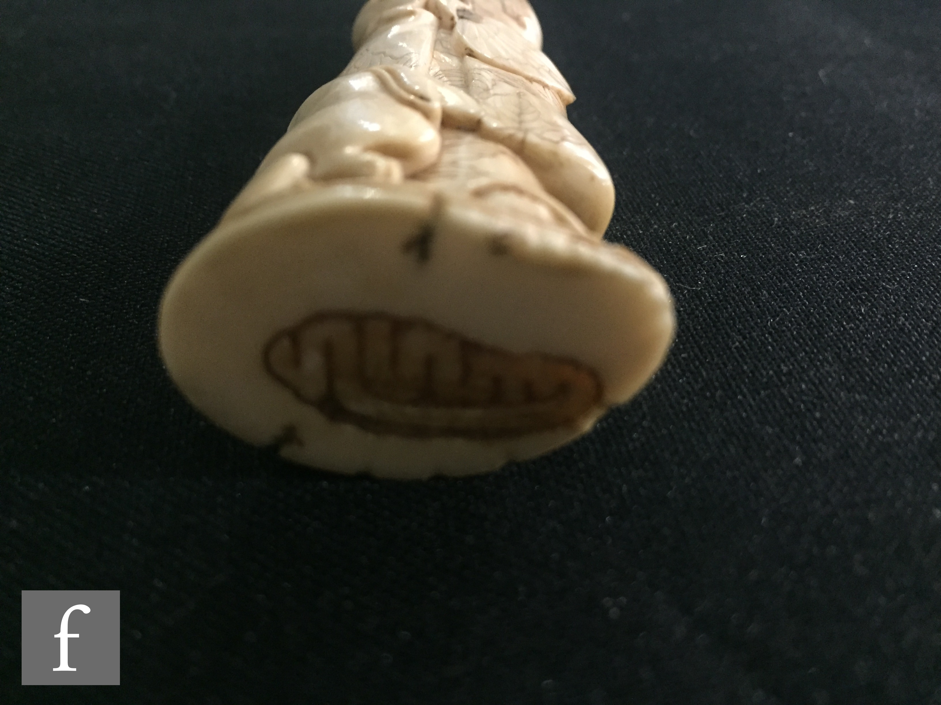 A 19th Century carved ivory seated figure of a man mixing tea with a stick, another of a scribe, a - Image 16 of 16