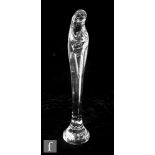 A 20th Century Daum stylised glass figure of the Madonna holding a child, engraved signature, height