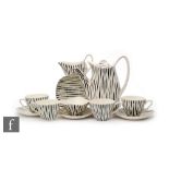 A Midwinter Stylecraft 'Fashion Shape' coffee set decorated in the Zambesi pattern designed by