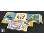 Three assorted wooden model kits, a Billing Boats 459 Cutty-Sark, a KeilKraft Firebird aircraft