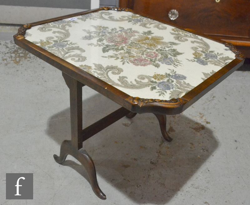 An early 20th Century tilt top combination firescreen occasional table with tapestry panel, together - Image 3 of 3