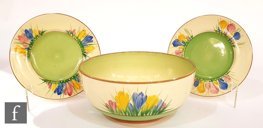 A Royal Staffordshire Pottery, A.J Wilkinson pottery Honeyglaze bowl decorated in the Spring