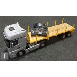 A Tamiya 1:14 scale remote control model composed of a 56335 Mercedes-Benz Actros 1851 Gigaspace