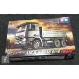 A Tamiya 56357 1:14 scale Mercedes-Benz Arocs 3348 6x4 Tipper Truck radio control model kit, boxed.