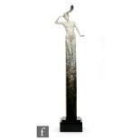 Carl Payne (20th Century) - A bronze figure titled 'See no Evil', No 14/49 on stepped square plinth,