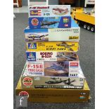 Eight assorted plastic model kits, all aircraft, comprising Airfix, Academy, Heller, Italeri and