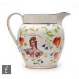 A 19th Century creamware commemorative jug decorated with transfer applied portraits of 'His Most