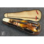 A 20th Century Czech violin bears label Antonius Stradivarius Cremonensis, length 36cm and bow cased