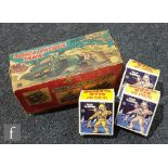 Three Wind-up Star Warrior tinplate and plastic clockwork robot toys, Hong Kong, all in boxes with