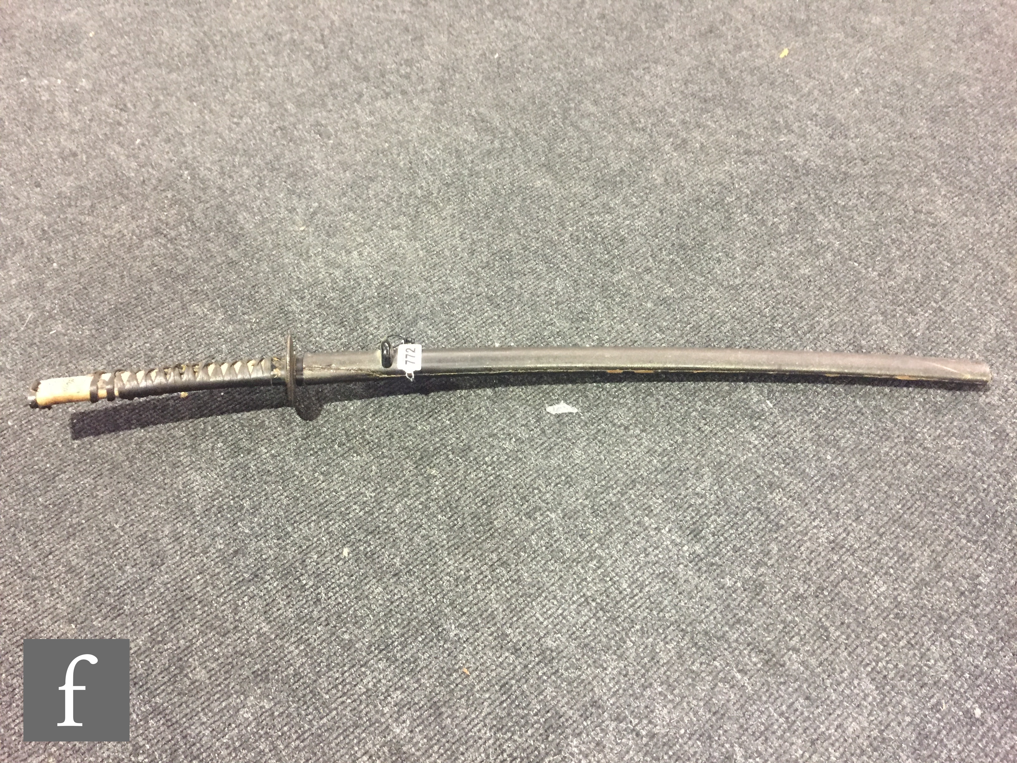 A late 19th to early 20th Century Japanese katana with ray skin handle, pierced tsuba, signed tang - Image 2 of 18