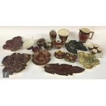 A collection of assorted 1930s and later Carlton Ware Rouge Royale to include leaf shaped dishes, an