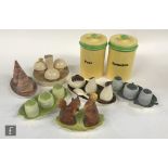 A collection of assorted Carlton Ware cruet sets of varying form to include a mushroom, sea shells