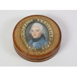 18th Century French School Miniature: A rare and important head and shoulder "Oval Portrait of a