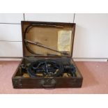 An antique cased metal Travelling Dentist Drill.