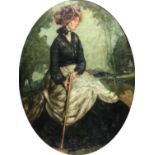 Early 20th Century English School An attractive oval painting,