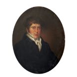 19th Century Irish School "Half length oval Portrait of a young Gentleman, with brown hair,