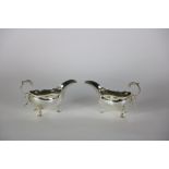 A pair of modern Irish silver Sauceboats, by Wm. Egan, Cork, c. 1960, approx. 14 ozs.