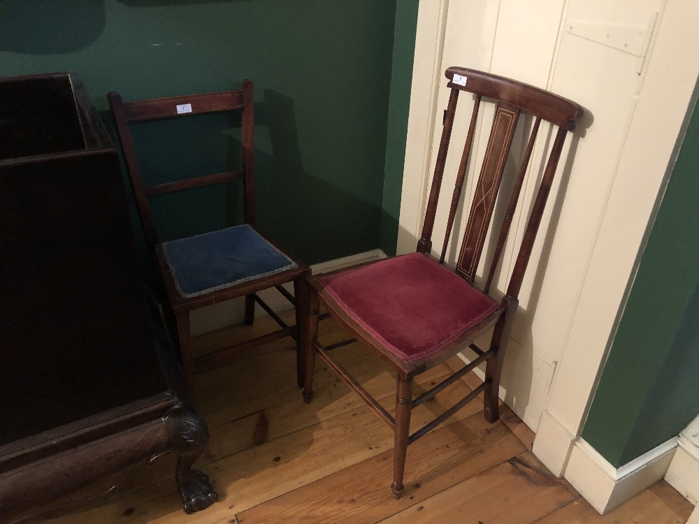 A pair of small inlaid Edwardian Bedroom Chairs, another inlaid Edwardian ditto, - Image 4 of 7