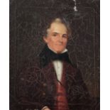 19th Century Continental School Half-length "Portrait of Gentleman with black collar and red