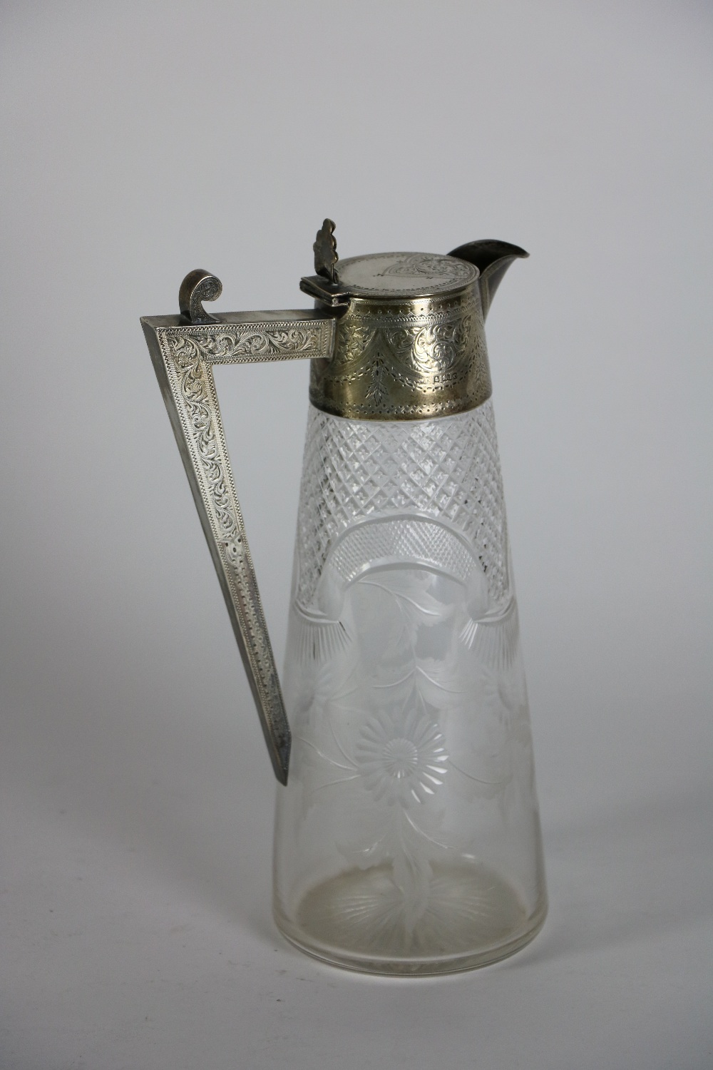 A fine cutglass and silver mounted Claret Jug, Birmingham 1902,