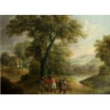 Attributed to Patrick Nasmyth (1787 - 1831) "Soldier and Travellers on a Country Lane,