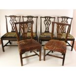 A Harlequin set of 6 Georgian period splat back Dining Chairs,