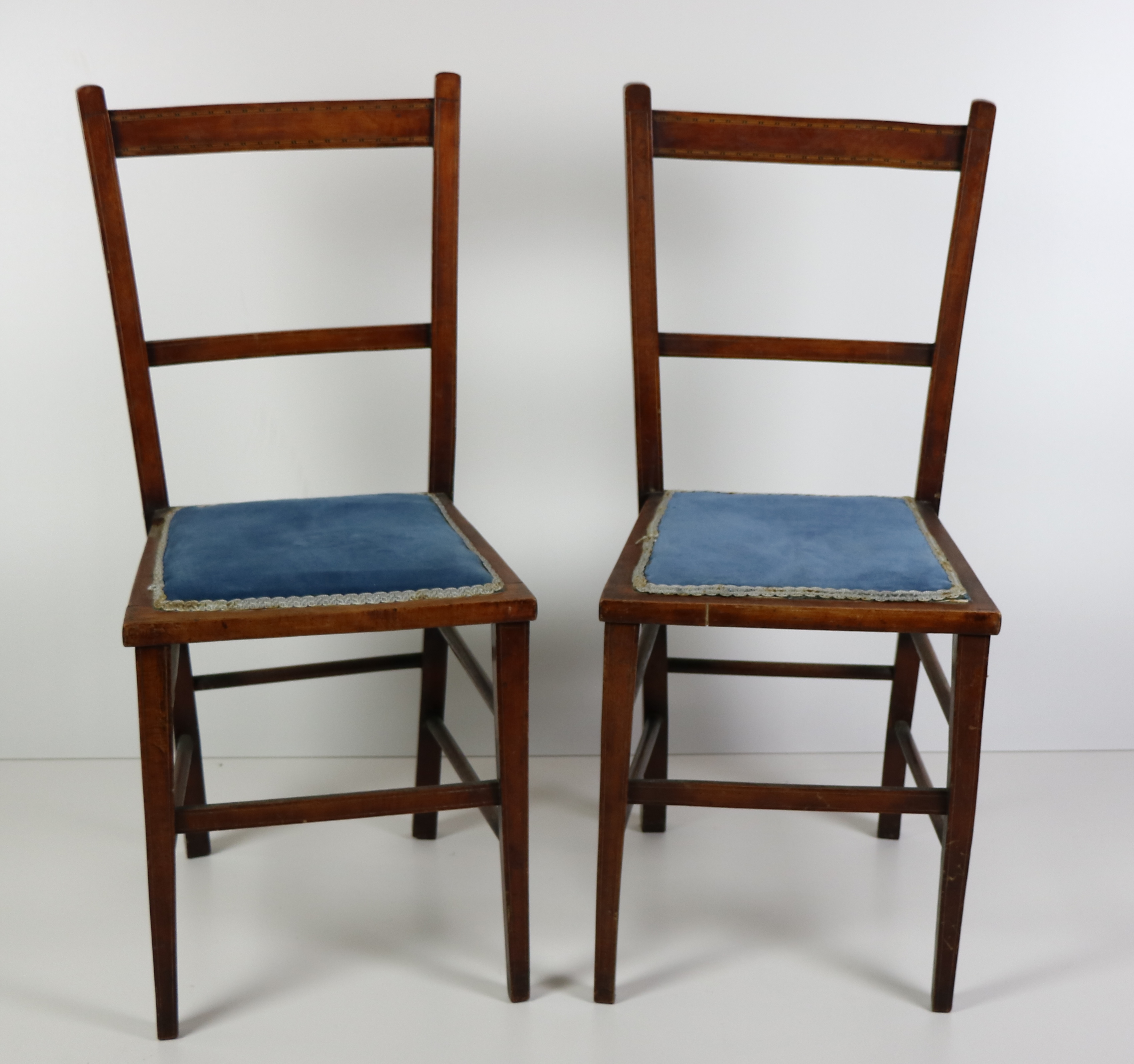 A pair of small inlaid Edwardian Bedroom Chairs, another inlaid Edwardian ditto, - Image 2 of 7