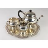 A heavy Irish silver 3 piece Tea Service, teapot.