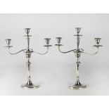A very elegant pair of late Victorian Sheffield silver three light Candelabra, of oval shape,