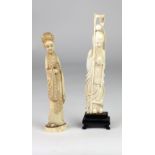 A Chinese carved ivory Figure, of a woman, signed,