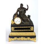 A large 19th Century French marble and gilt bronze figural Mantle Clock,