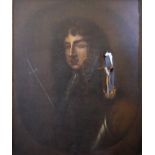 18th Century English School "Portrait of King Charles II," O.O.C., (damaged) approx.