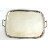 An extremely fine large plain English Georgian silver Tray, with gadroon edge and two handles,