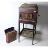 A standard Edwardian walnut cased Gramophone on stand,
