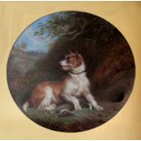 Martin Theodore Ward (1799 - 1874) "White and Tan Terrier with Rabbit by a burrow in a Landscape,